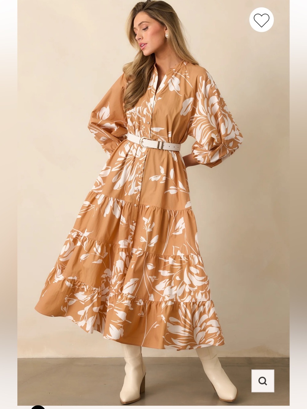 $248 PROSPERINA ADELAIDE FAWN BROWN MULTI FLORAL PRINT COTTON MAXI DRESS NWT